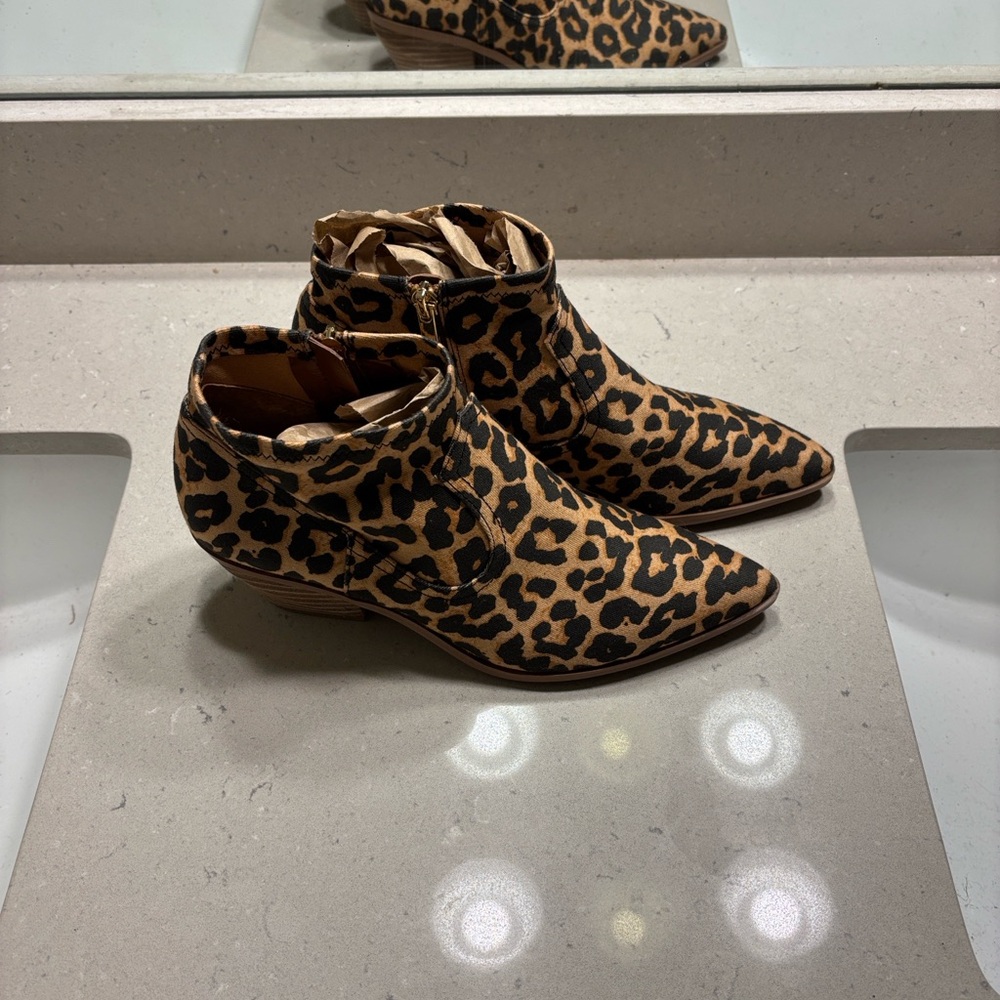 Franco Sarto Leopard Print Ankle Booties